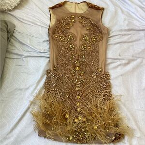 Custom made gold birthday dress wmns size 6,